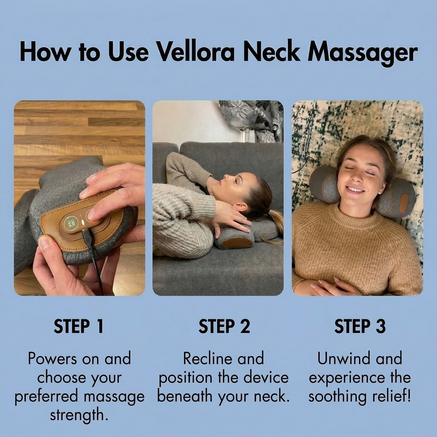 Heated neck traction device stretching the cervical spine for relief