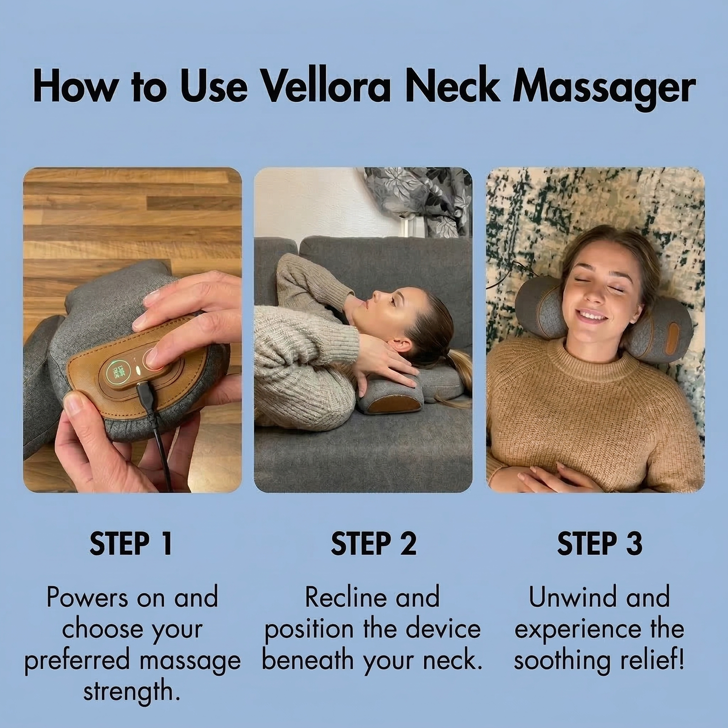 Heated neck traction device stretching the cervical spine for relief