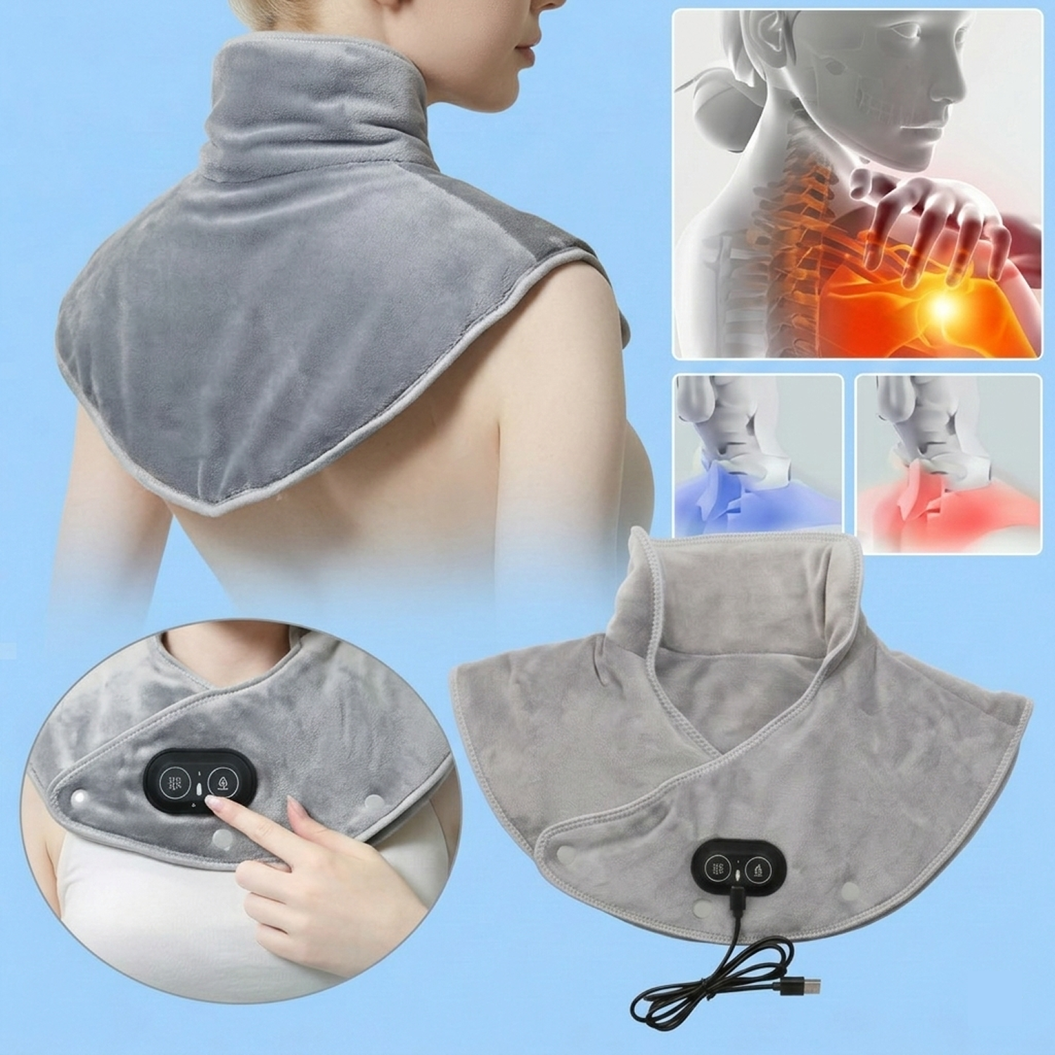 Heat therapy shoulder and neck massager relieving stiffness and pain