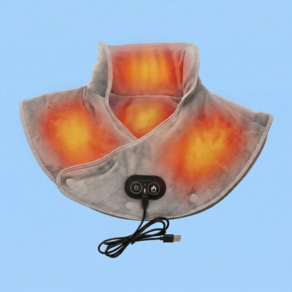 Heated shoulder and neck wrap relaxing muscles and reducing tension