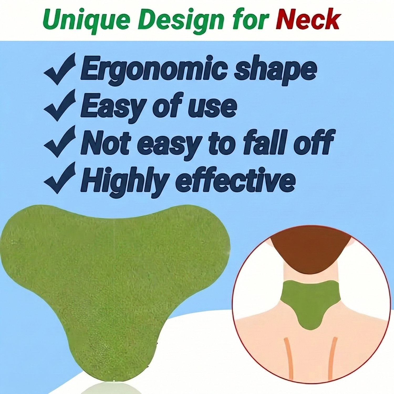 Natural neck therapy patch helping relieve neck pain and muscle tension