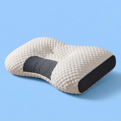 Ergonomic neck support sleep pillow designed to support the cervical spine during sleep
