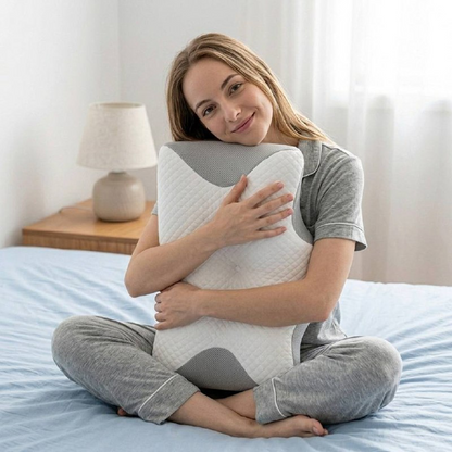 Orthopedic cervical pillow supporting the neck for side and back sleepers