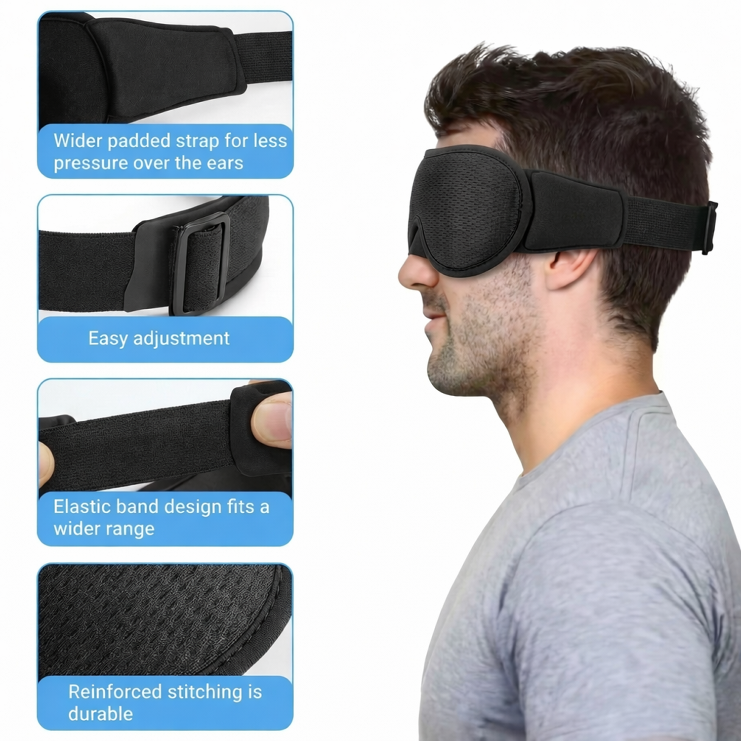 Sleep eye mask helping create a dark environment for better night rest